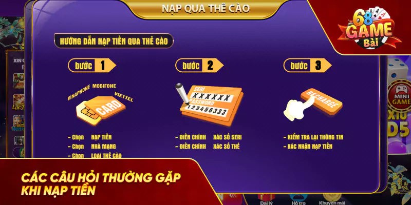 câu hỏi thường gặp khi nạp tiền 68 game bài